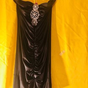 Satin strapless club dress